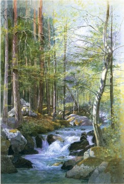  Stream Oil Painting - Torrent in Wood behind Mill Dam Vahrn near Brixen Tyrol scenery William Stanley Haseltine Landscapes stream